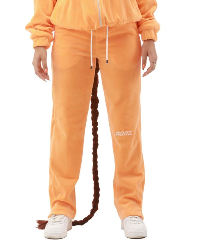 PEACH VELOUR TRACKSUIT PANTS