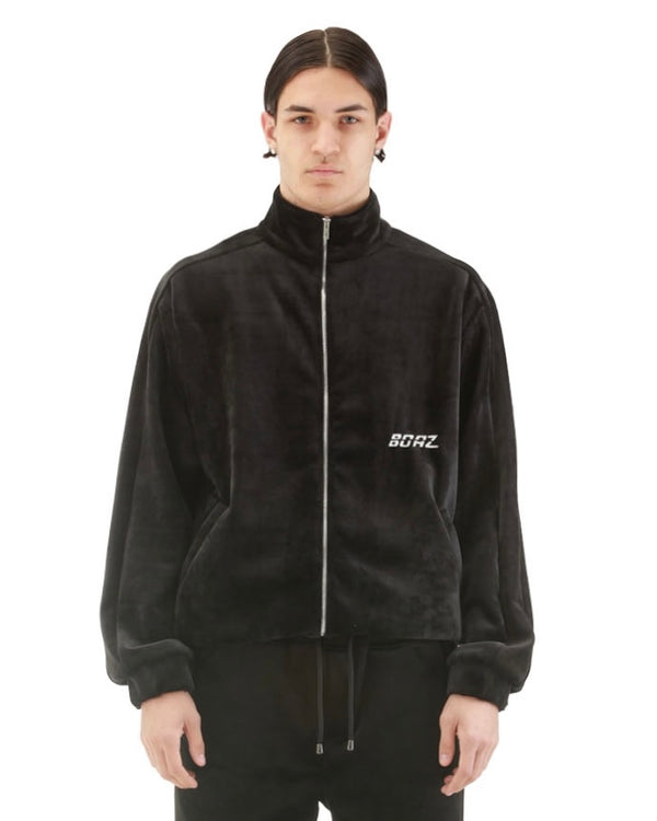 BLACK HEAVY VELOUR TRACKSUIT JACKET